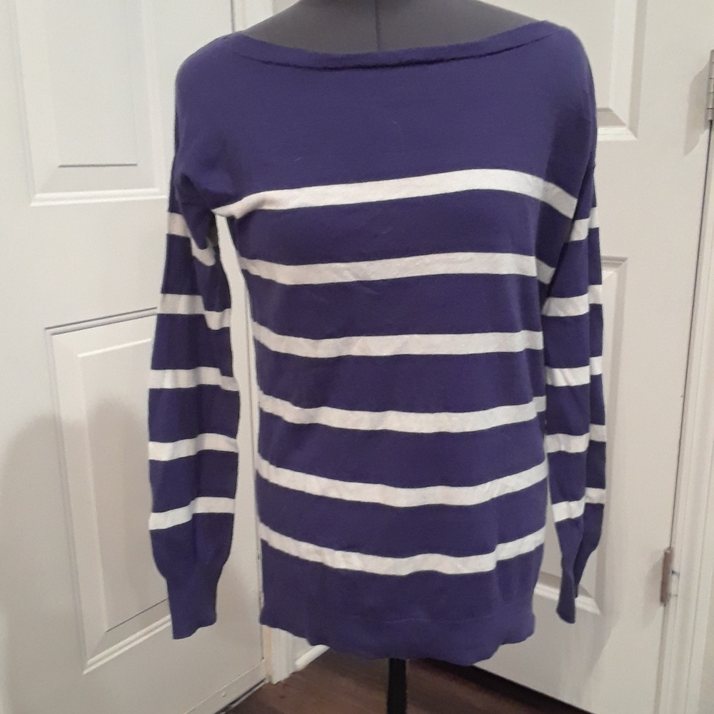 Navy Blue & White‎ Striped Shirt
